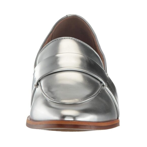 Aerosoles Eden Loafers Flats Low Heel Metallic Silver Comfortable Work Office - Picture 3 of 7